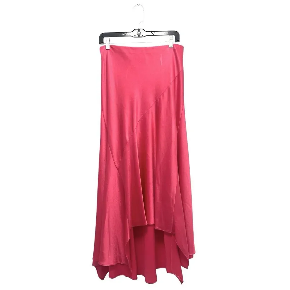 Alice and Olivia Rosa Slip Skirt  Pink Asymmetric Feminine Satin Women's Size 10